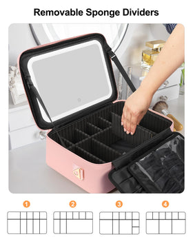 Relavel Large Makeup Case LED mirror in use