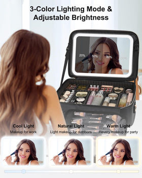 Relavel Large Makeup Case side view showcasing shoulder strap