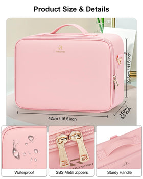 Relavel Large Makeup Case side view showing compartments