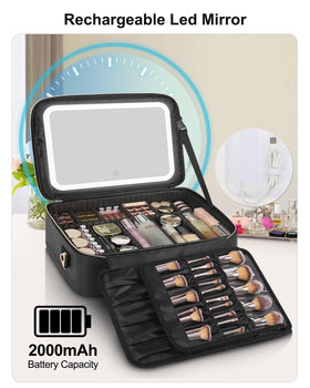 Relavel Large Makeup Case with adjustable lighting features