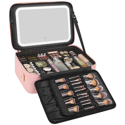 Relavel Large Makeup Case with LED Mirror front view
