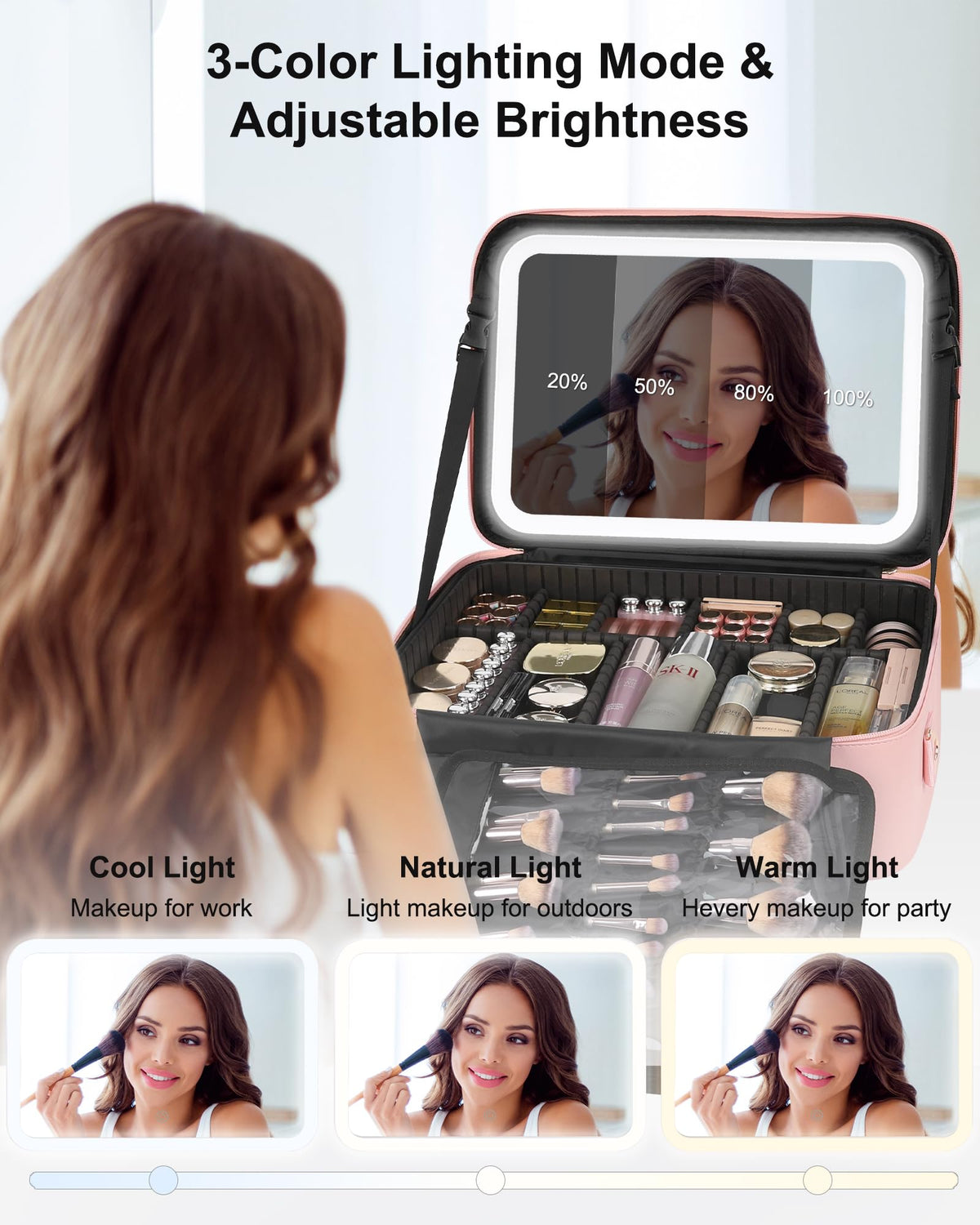 Relavel Large Makeup Case with straps for easy carrying