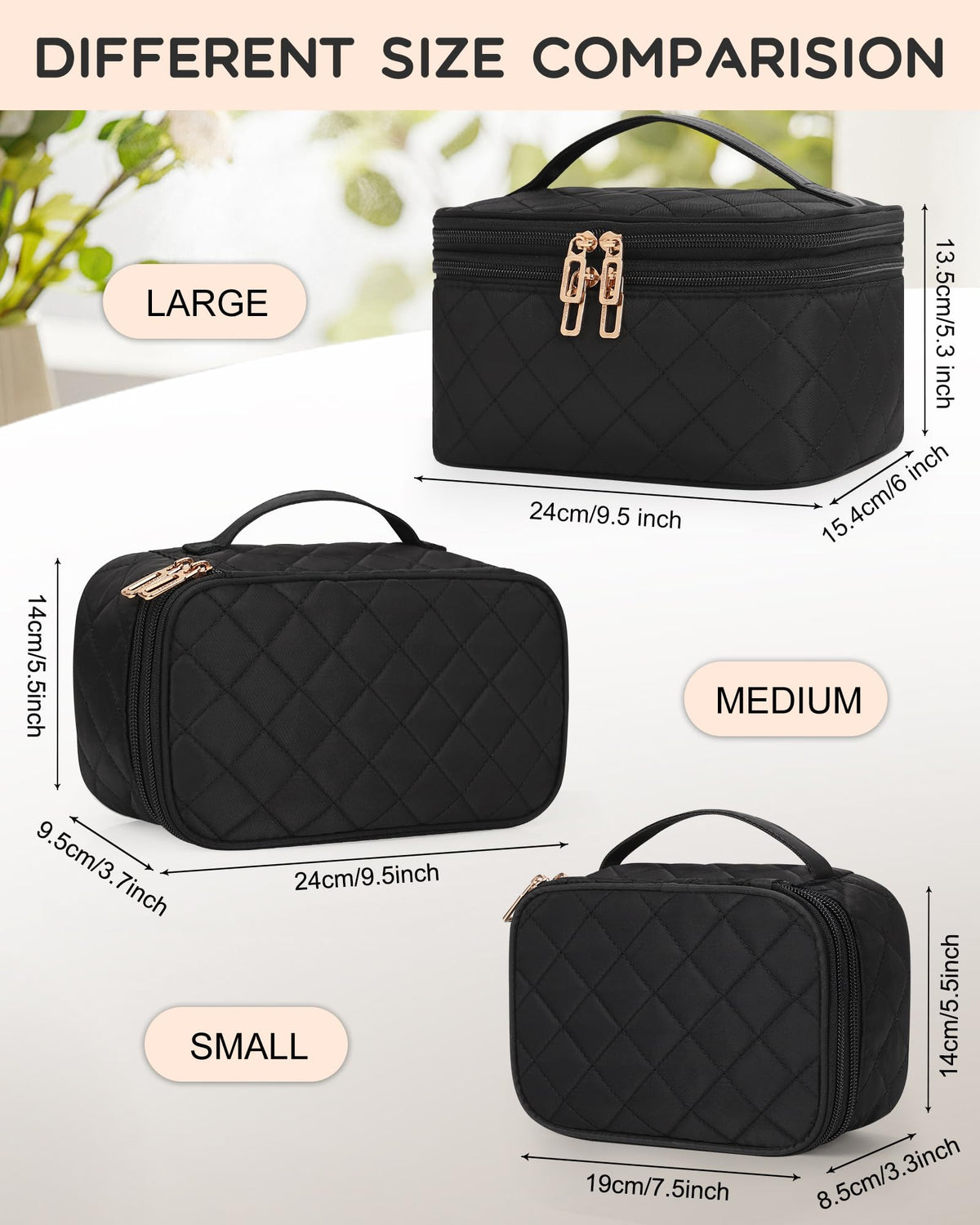 Relavel Large Travel Makeup Bag open with organized beauty essentials