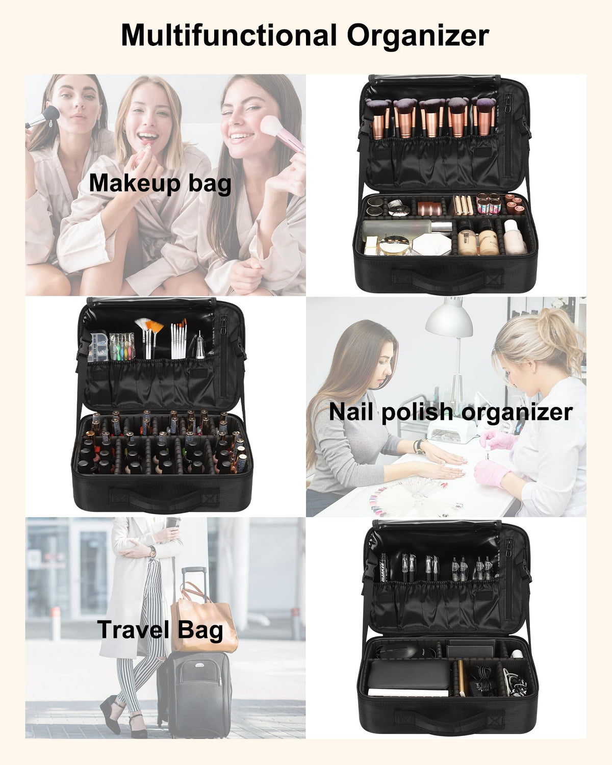 Relavel Makeup Bag dimensions 13x9x4.9 inch