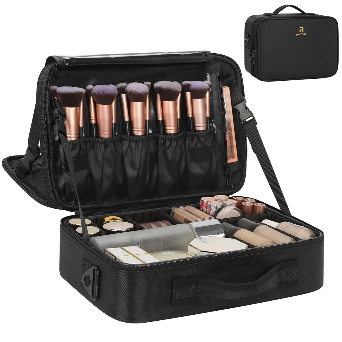 Relavel Makeup Bag front view in black