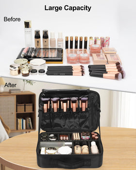 Relavel Makeup Bag open with cosmetics inside