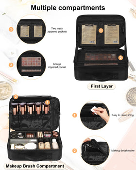 Relavel Makeup Bag side view showing zipper pockets