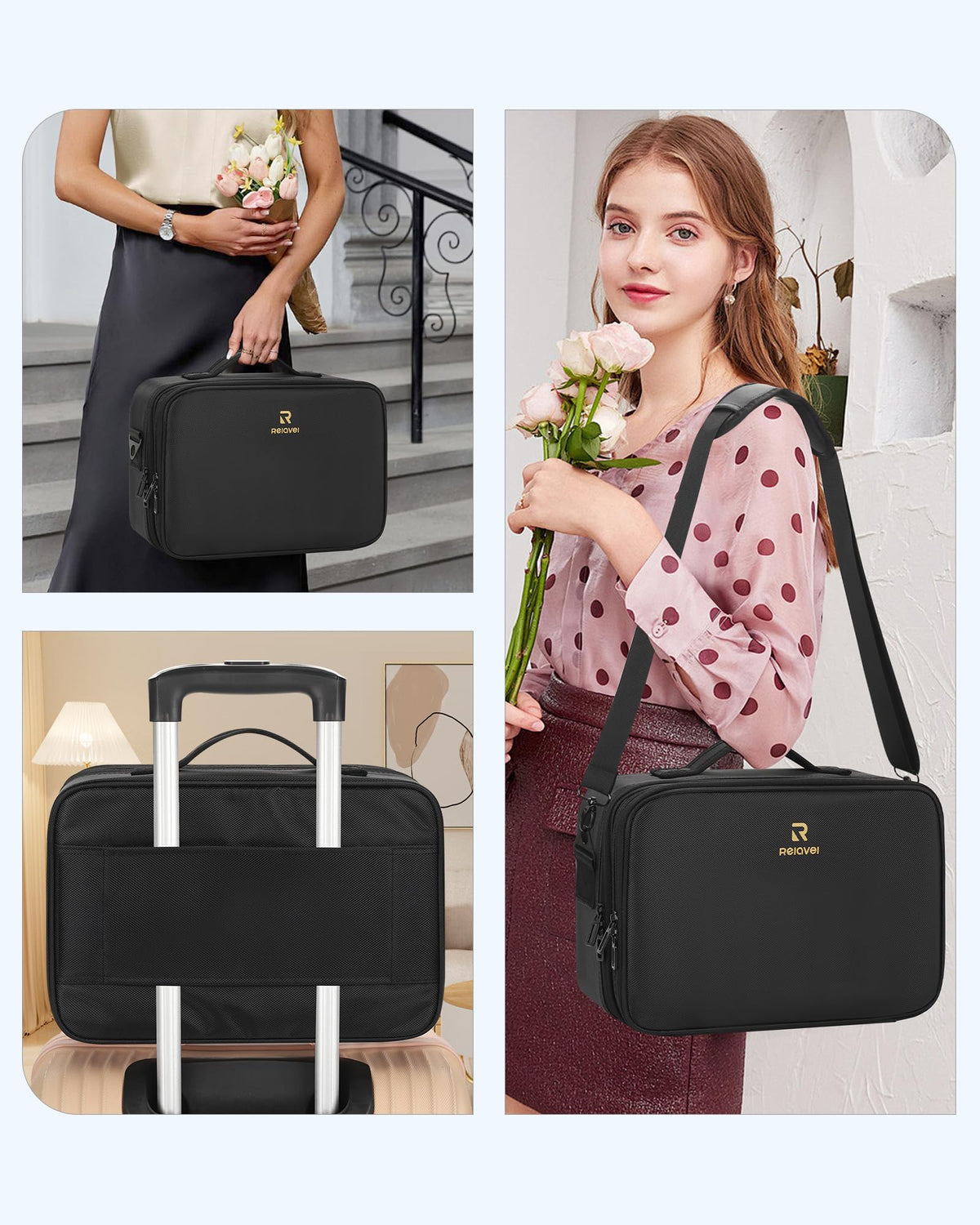 Relavel Makeup Bag with elastic brush slots