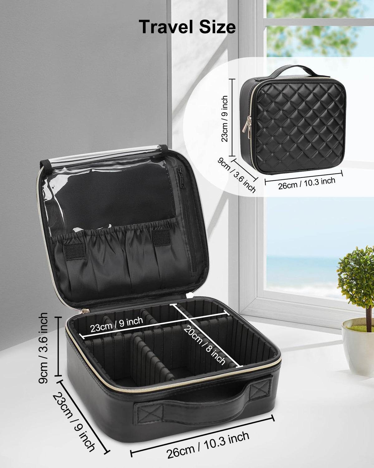 Relavel Makeup Bag with makeup brushes in dedicated slots