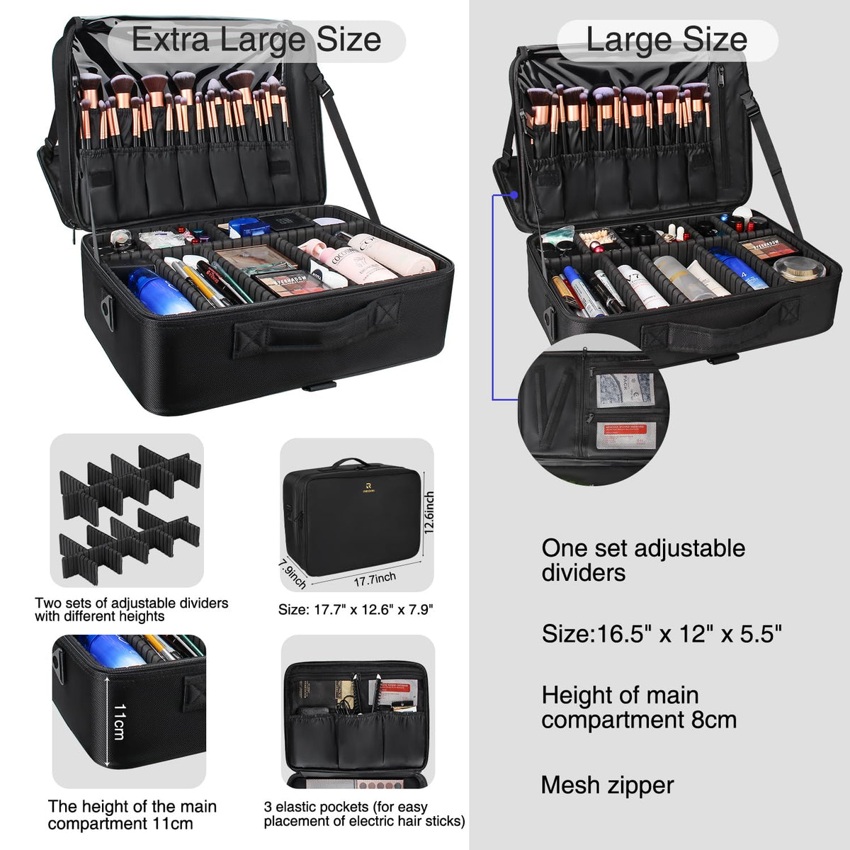 Relavel makeup organizer back view with trolley attachment