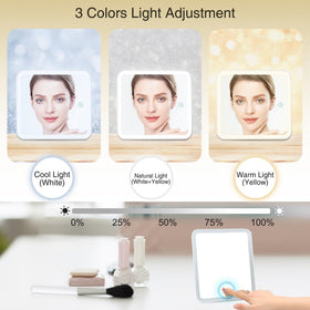 Relavel Makeup Train Case showing adjustable LED mirror