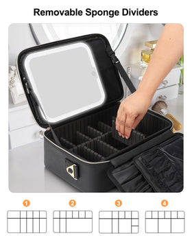 Relavel Makeup Train Case side view with zipper