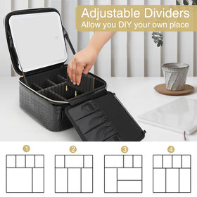 Relavel Makeup Train Case with detachable brush holders