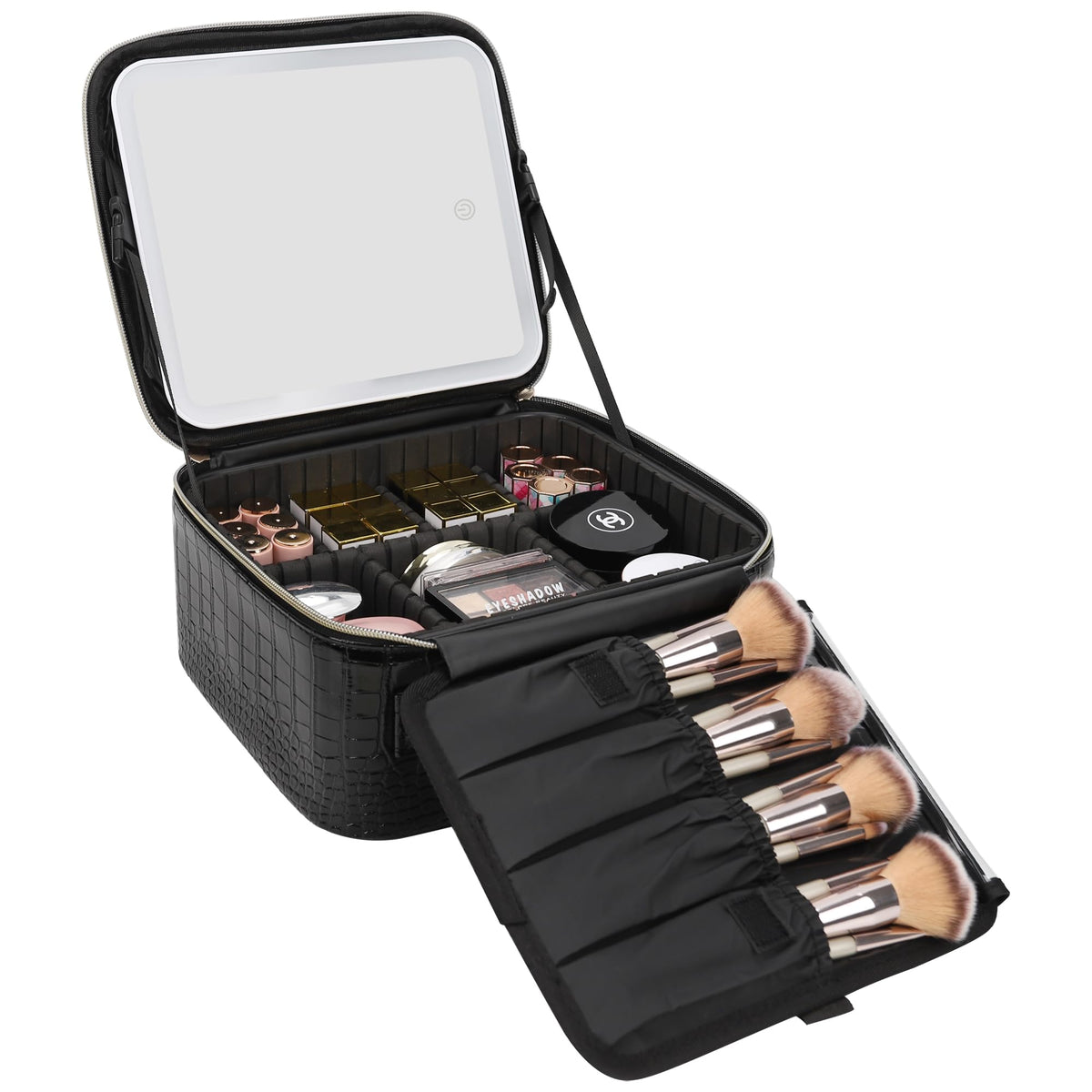 Relavel Makeup Train Case with LED mirror front view