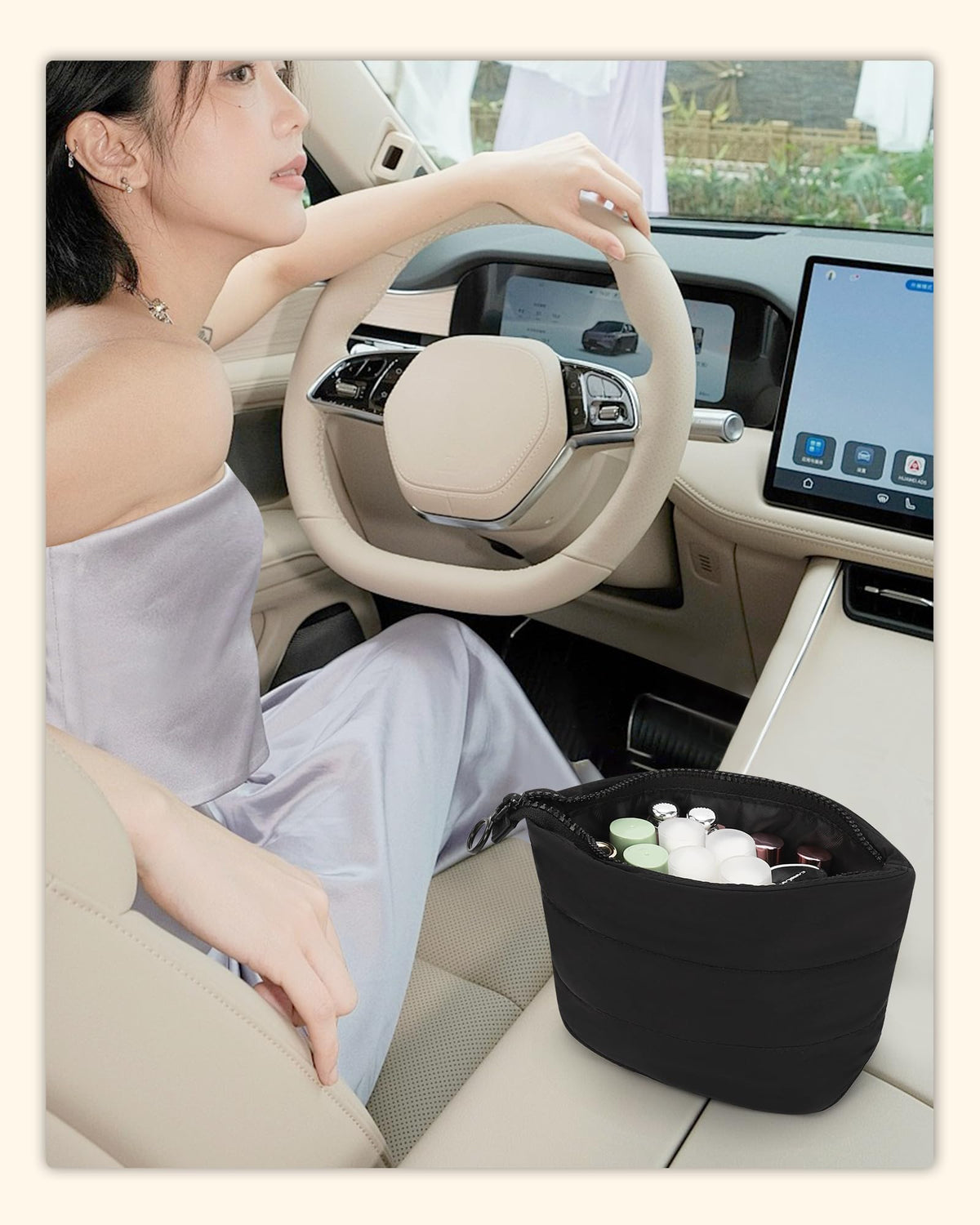 Relavel Mini Makeup Bag dimensions displayed