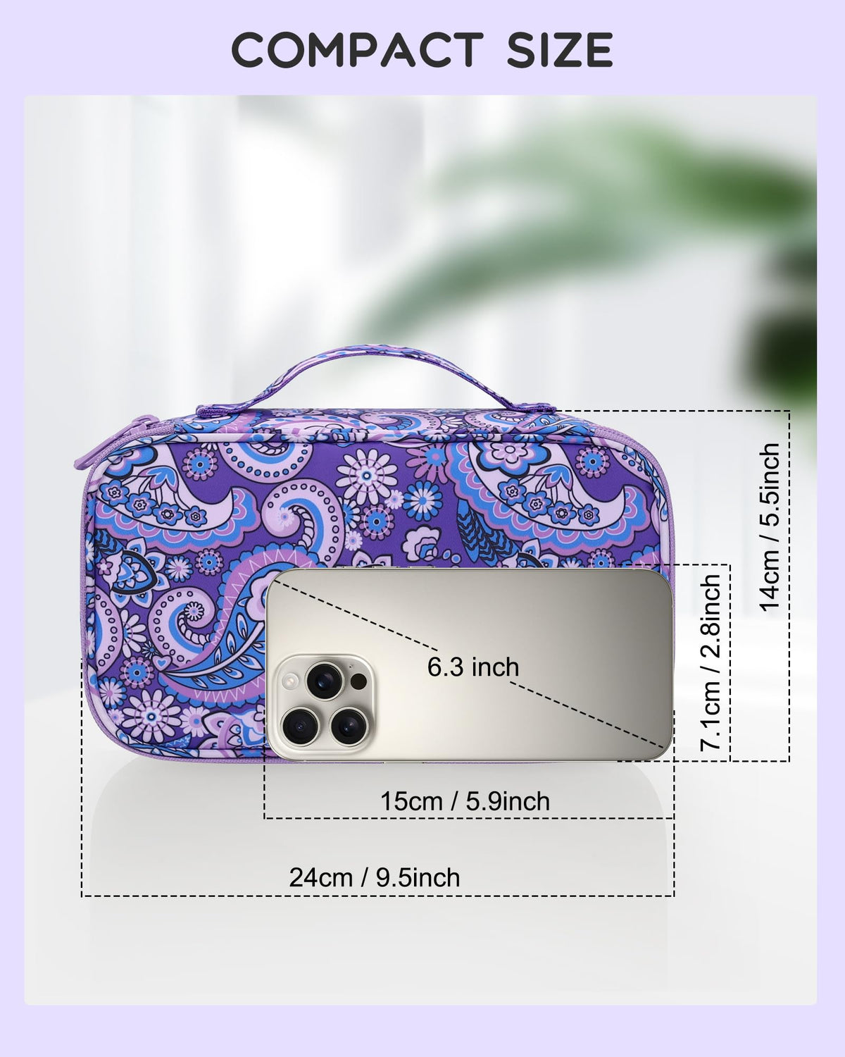 Relavel Small Floral Cosmetic Bag opened showing compartments