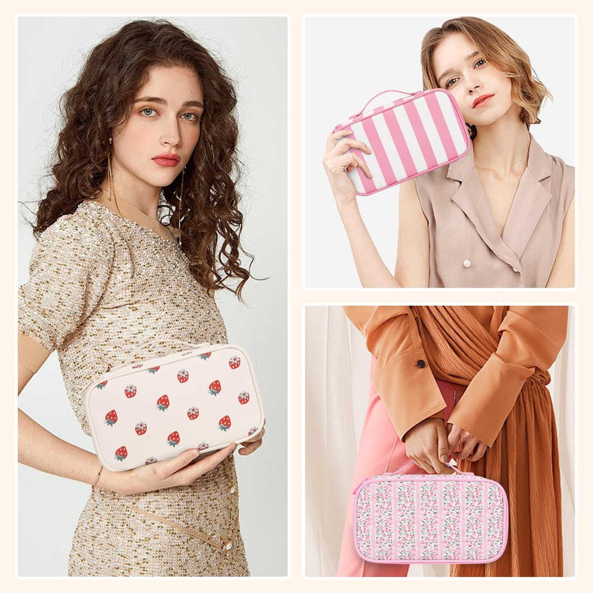 Relavel Small Makeup Bag on a travel suitcase