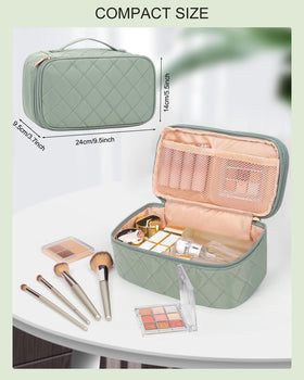 Relavel Small Makeup Bag showing double layer compartments