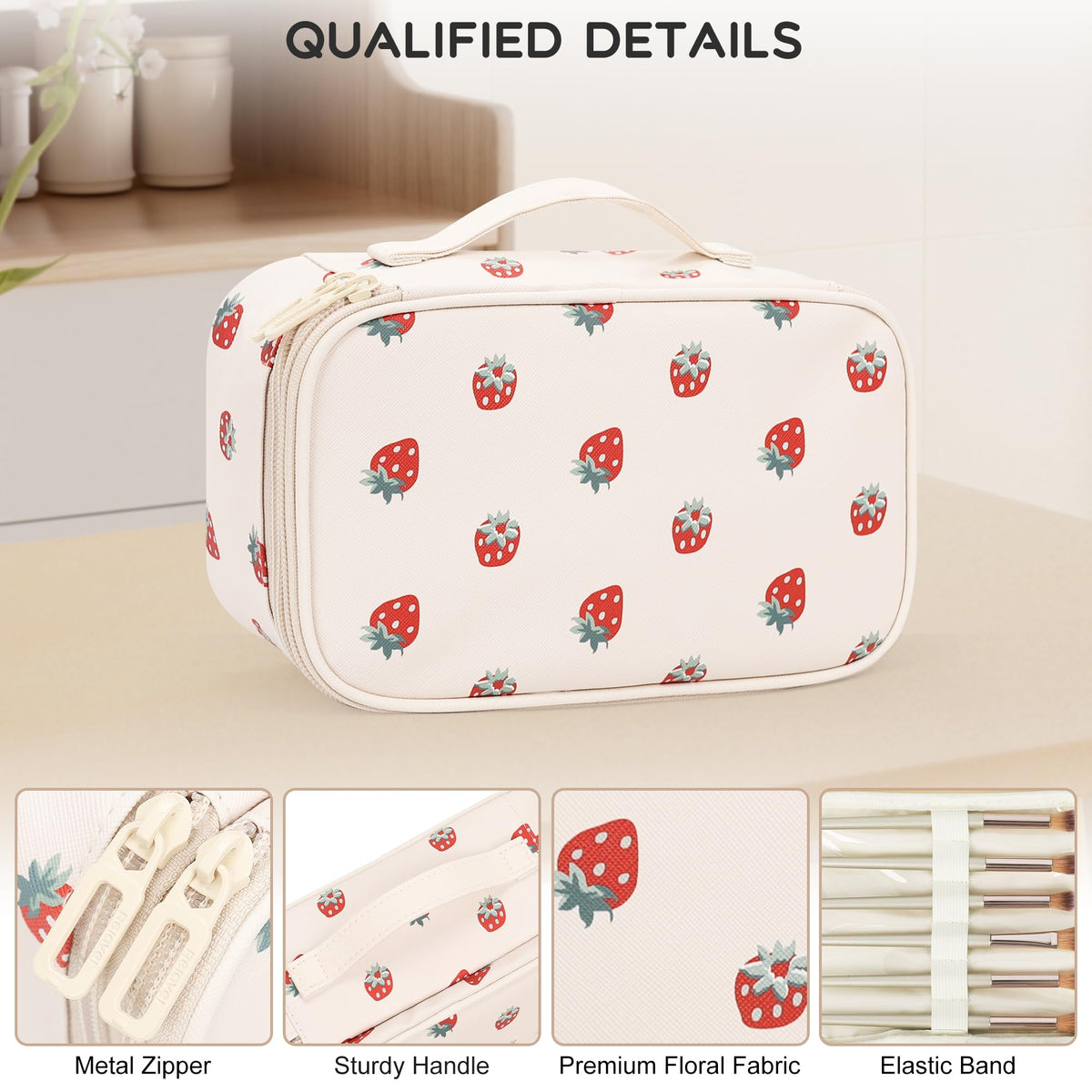 Relavel Small Makeup Bag with elastic slots and brush holders