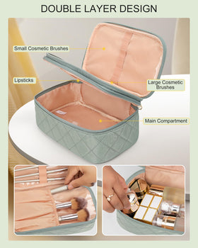 Relavel Small Makeup Bag with makeup brushes and lipsticks