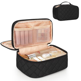 Relavel Small Travel Makeup Bag front view in black