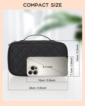 Relavel Small Travel Makeup Bag open showing compartments