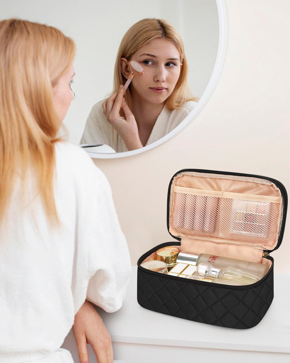 Relavel Small Travel Makeup Bag with accessories