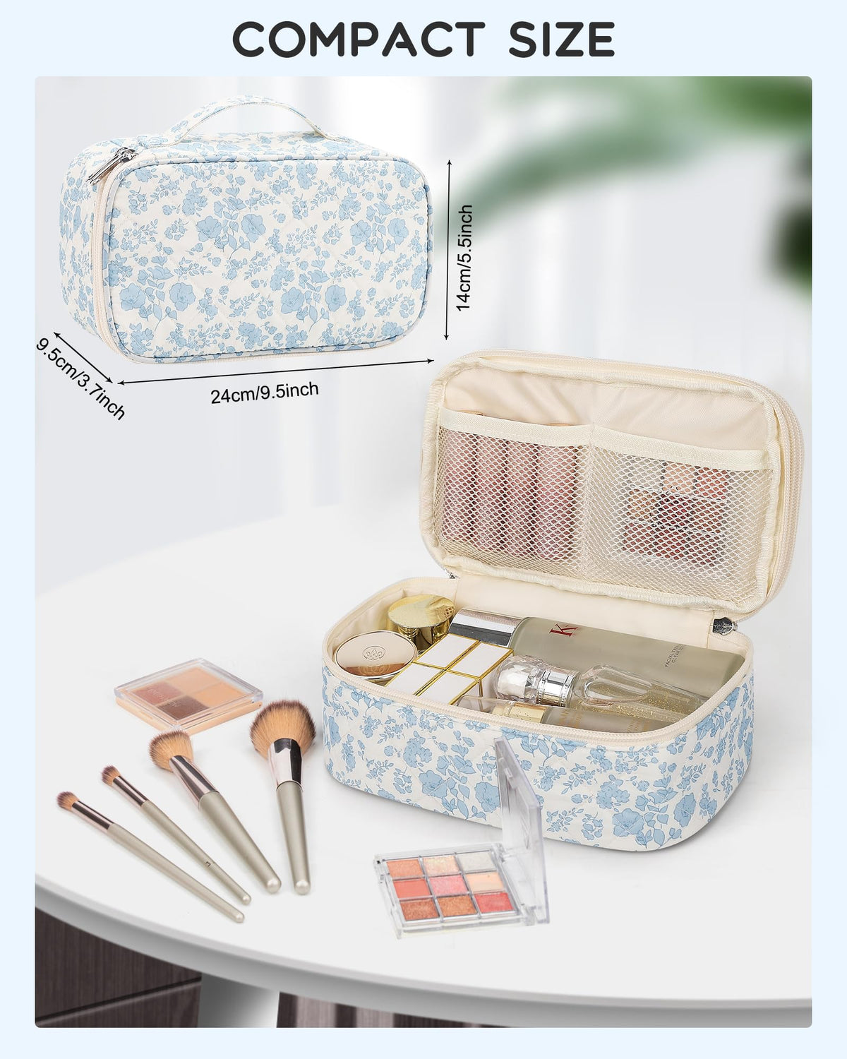 Relavel Travel Makeup Bag close-up of mesh pockets