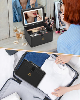 Relavel Travel Makeup Bag dimensions on display