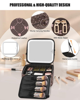 Relavel Travel Makeup Bag displayed on a vanity
