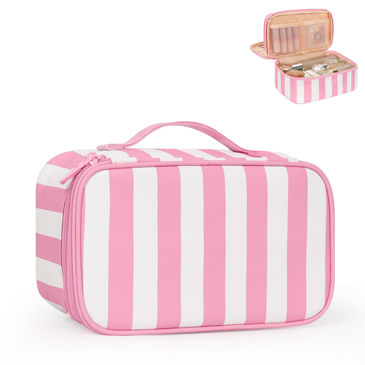 Relavel Travel Makeup Bag front view with brush compartment