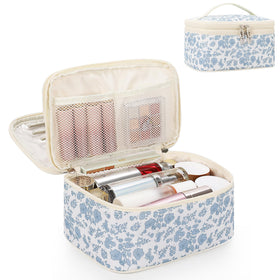 Relavel Travel Makeup Bag front view with floral design