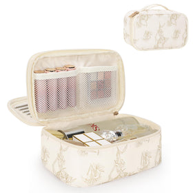 Relavel Travel Makeup Bag front view with floral design