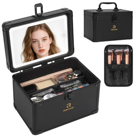 Relavel Travel Makeup Bag front view with LED mirror