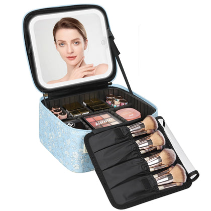 Relavel Travel Makeup Bag front view with LED mirror
