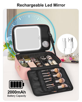 Relavel Travel Makeup Bag in black PU leather