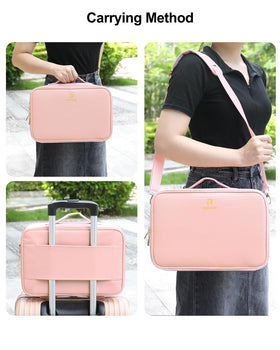 Relavel Travel Makeup Bag open with cosmetics inside