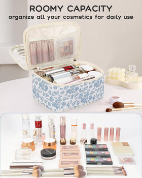 Relavel Travel Makeup Bag open with elastic slots visible