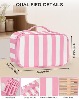 Relavel Travel Makeup Bag opened showing multiple compartments