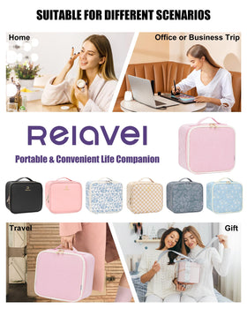 Relavel Travel Makeup Bag packaging display
