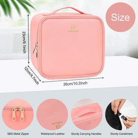 Relavel Travel Makeup Bag pink interior with detachable partitions