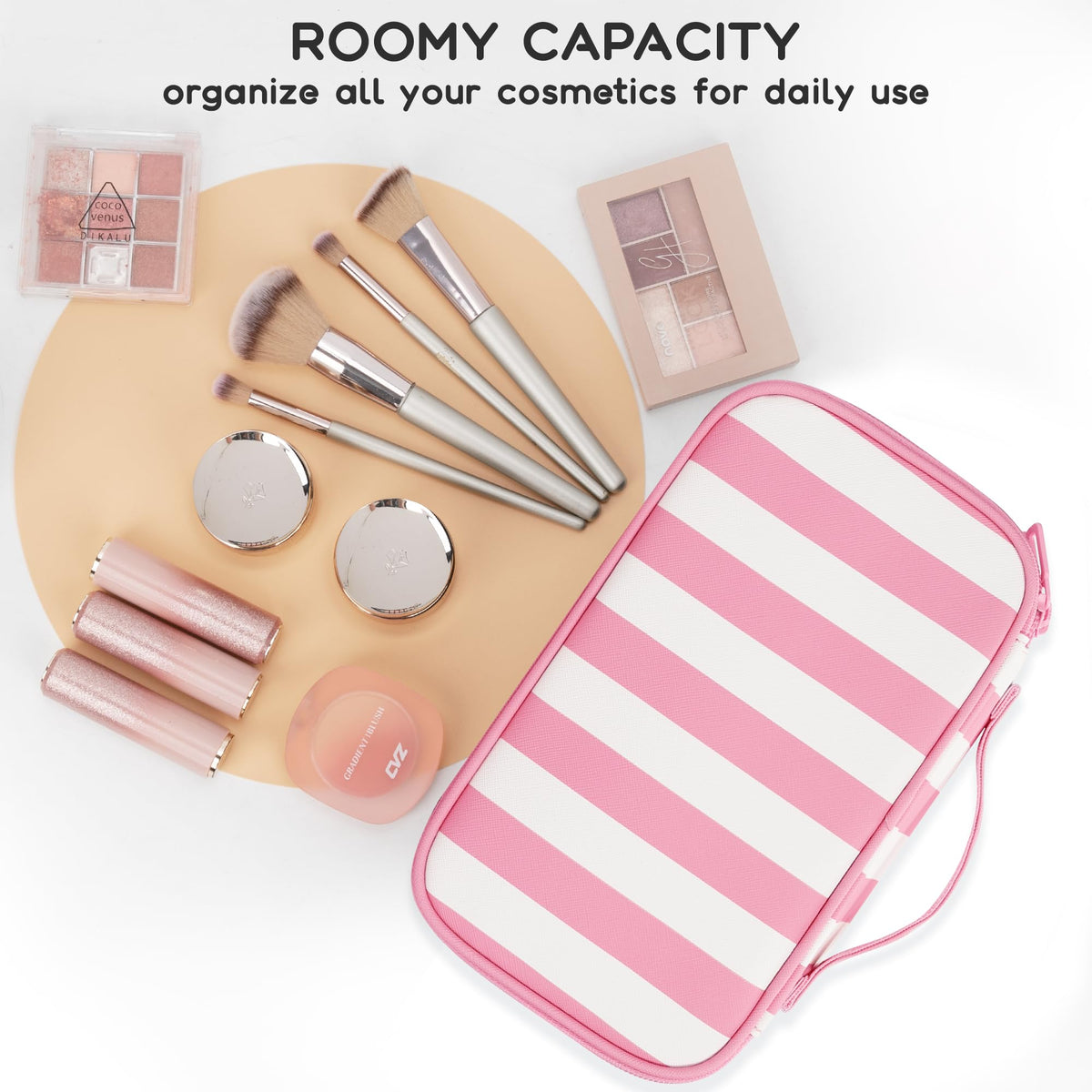 Relavel Travel Makeup Bag showcasing mesh pockets