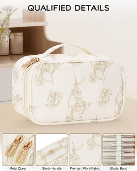 Relavel Travel Makeup Bag side view showcasing mesh pockets