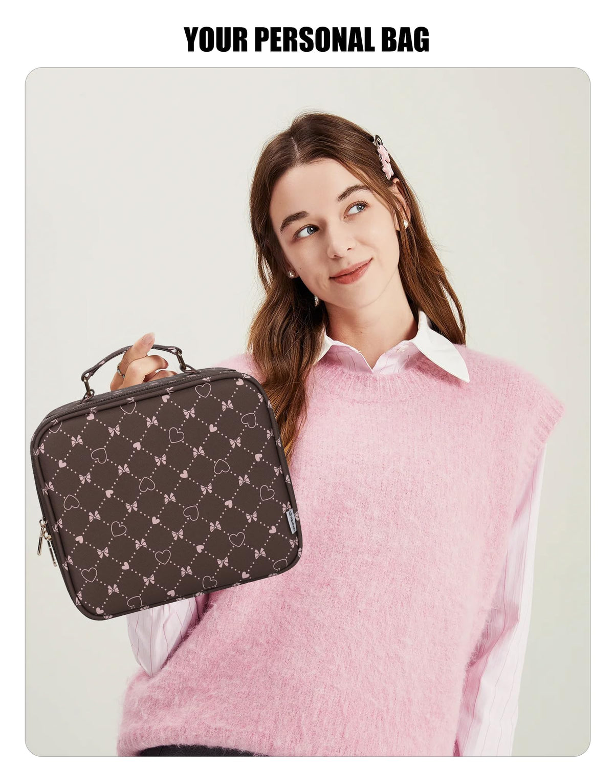 Relavel Travel Makeup Bag with accessories and makeup products