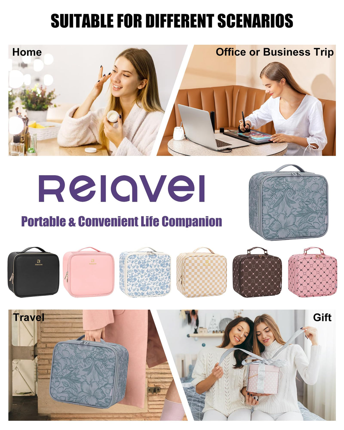 Relavel Travel Makeup Bag with all accessories included