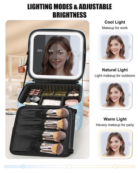 Relavel Travel Makeup Bag with detachable LED mirror