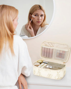 Relavel Travel Makeup Bag with elastic slots for organization