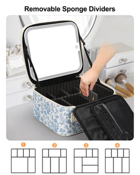 Relavel Travel Makeup Bag with floral design side view