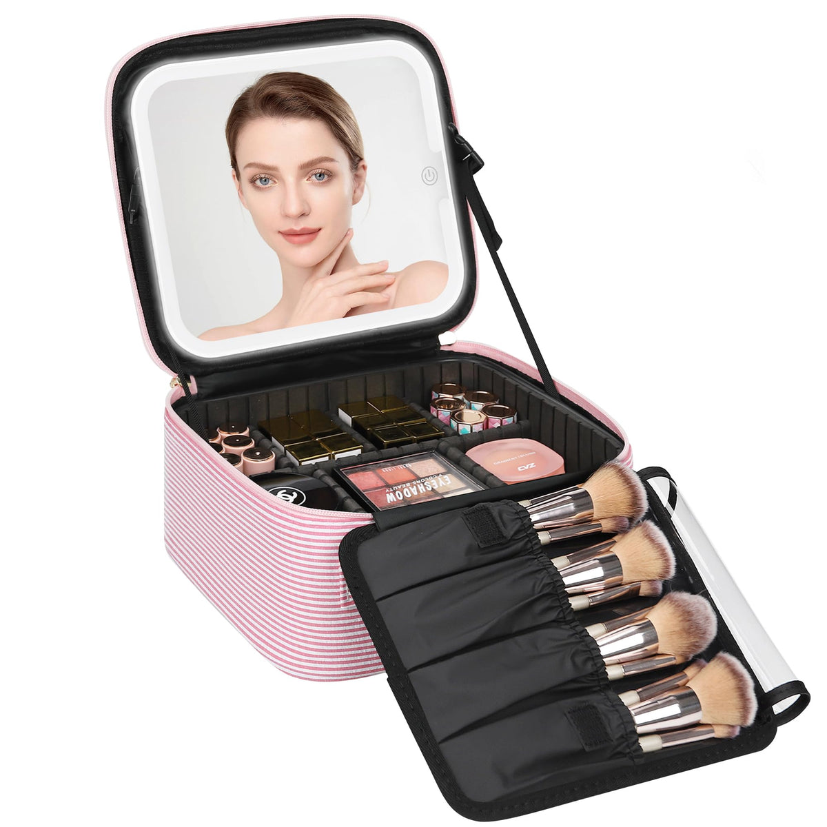 Relavel Travel Makeup Bag with LED mirror front view