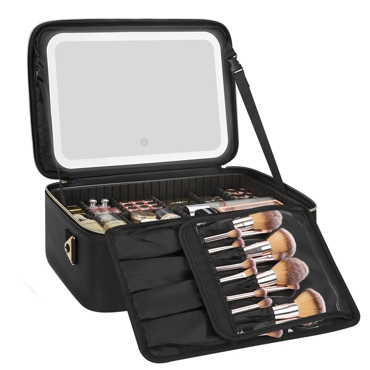 Relavel Travel Makeup Bag with LED mirror front view